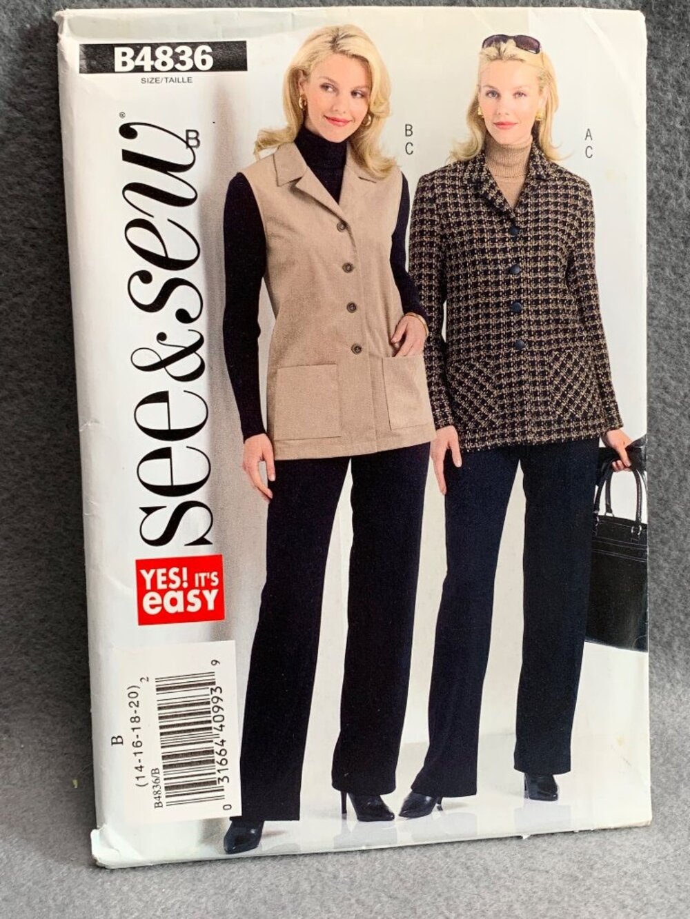 See & Sew B4836 Womens Sewing Pattern Size 14 16 18 20 Vest Blazer Pants Uncut 2